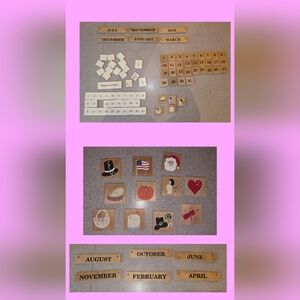 Vintage Wooden Perpetual Calendar Numbers And Months